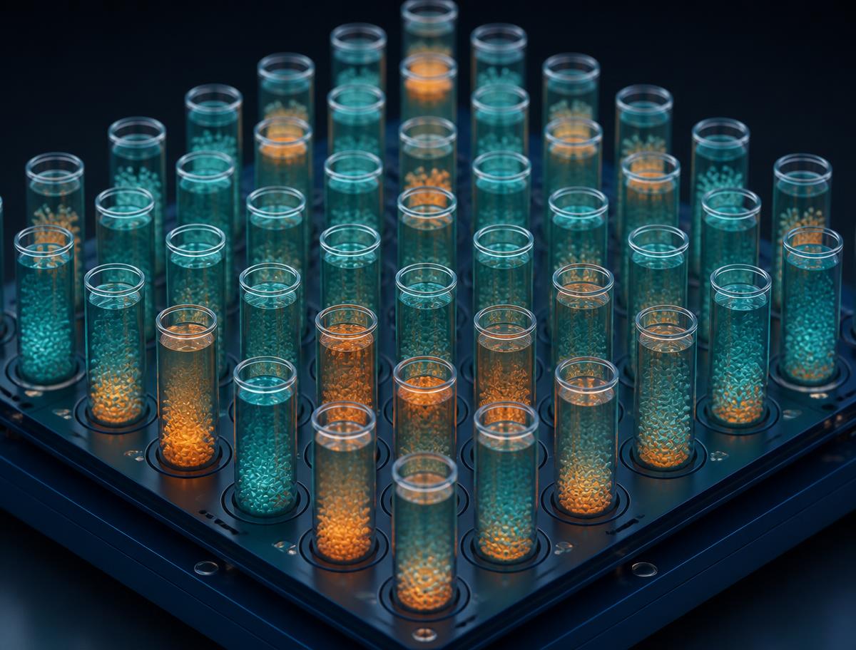 Isometric render of a miniaturized microwell culture array